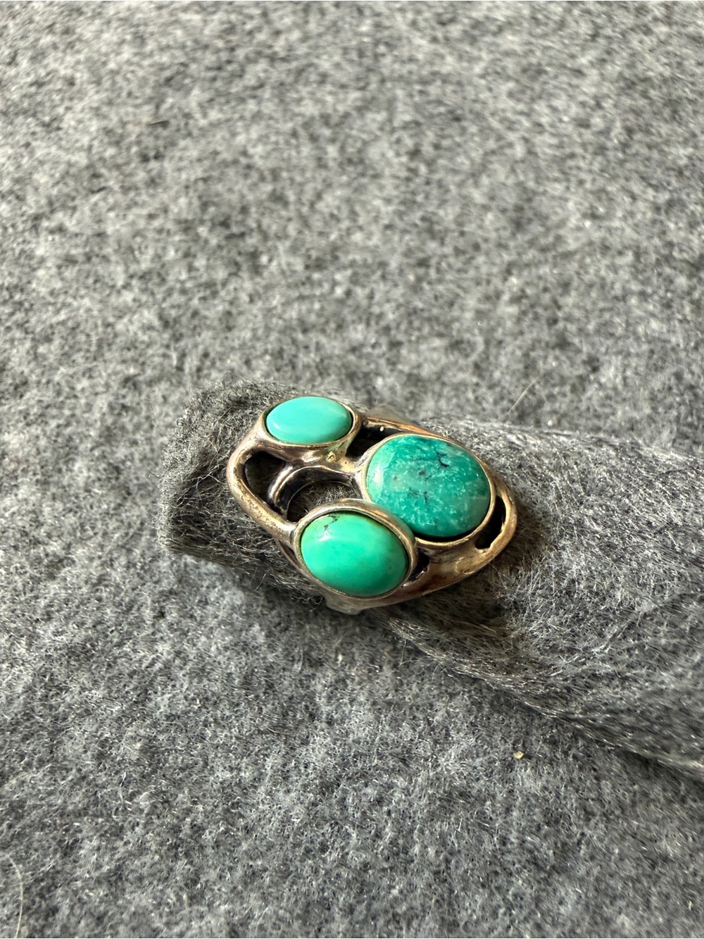 Turquoise Three-Stone Sterling Silver Ring